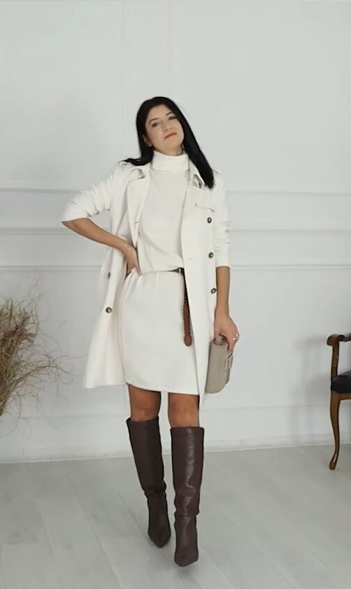 5 super cute brown boot outfit ideas, All white