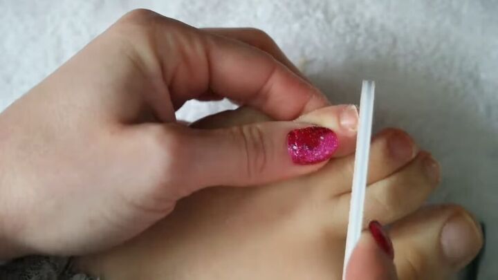 how to paint your toenails diy pedicure tutorial, Filing toe nail