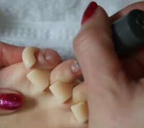 how to paint your toenails diy pedicure tutorial, Applying nail foundation