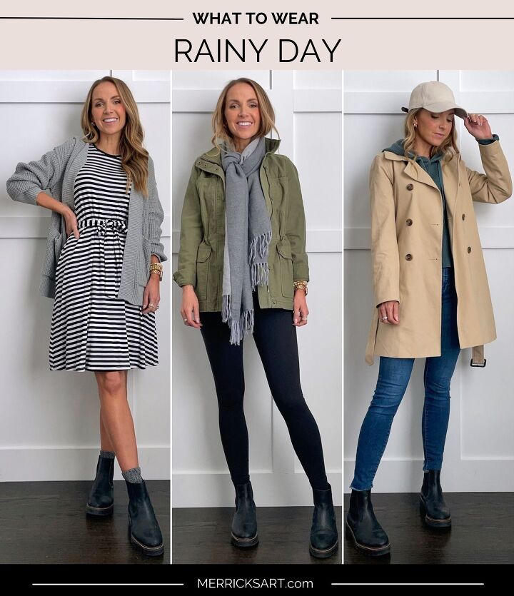 what to wear on a rainy day 3 easy outfit combos