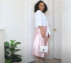 4 cute and casual outfit ideas for spring, Pink midi skirt look