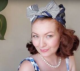 3 classy vintage head scarf styles, Style 2 Knotted bow hairscarf