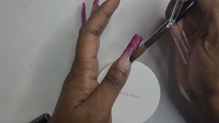 easy purple and pink nail art tutorial, Creating ombre effect