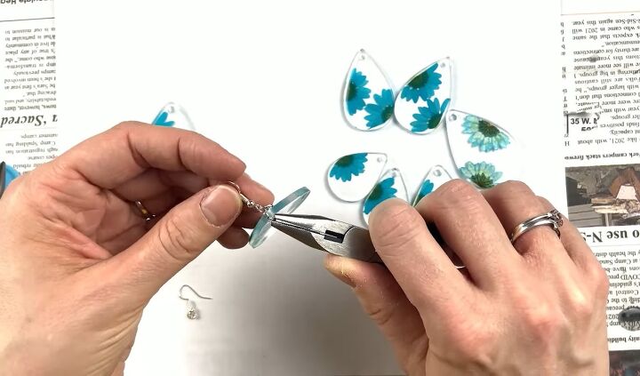 how to diy super cute resin flower earrings, Attaching earring hooks