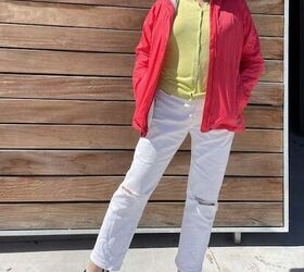 How to Style a Pink Raincoat and White Jeans
