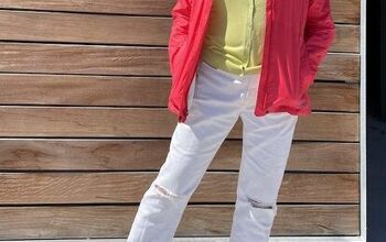 How to Style a Pink Raincoat and White Jeans