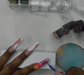 how to diy gorgeous neon abstract nails, Painting on design