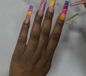 how to diy gorgeous neon abstract nails, Applying cuticle oil