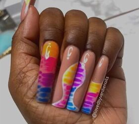 how to diy gorgeous neon abstract nails, DIY neon abstract nails