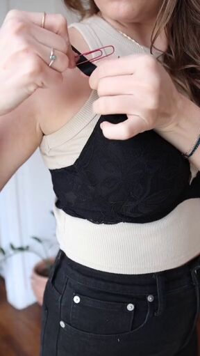 how a paperclip can solve your bra s biggest issue with tanks, Attaching paperclip