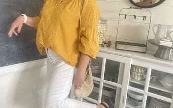 What to Wear With Gold Eyelet Peasant Blouse