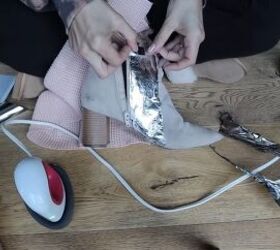 how to diy awesome metallic silver shoes and a cute metallic top, Adding foil