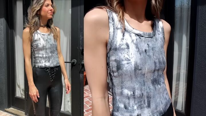how to diy awesome metallic silver shoes and a cute metallic top, Metallic top silver