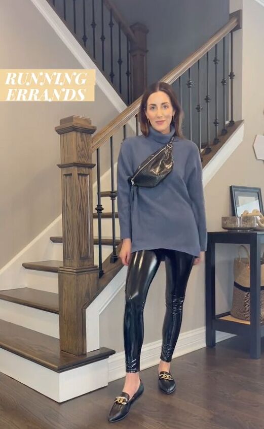3 ways to style patent leather leggings, An outfit for running errands