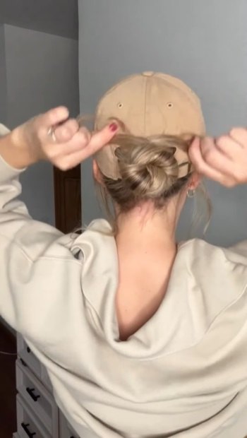 how to wear a cute low bun hairstyle with hat, Wrapping hair