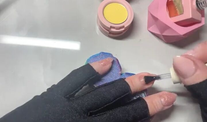 nail stamping tutorial how to do easy flower nail art, Applying gel base