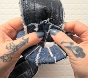 easy thrift flip idea upcycled fabric belt, Attaching buckle back onto belt