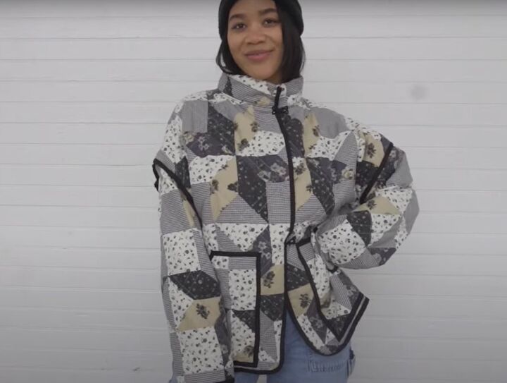 how to diy a trendy quilt jacket, DIY quilt jacket
