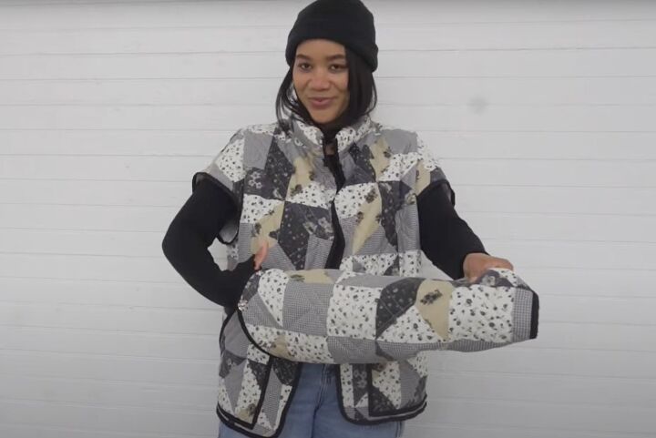 how to diy a trendy quilt jacket, DIY quilt jacket
