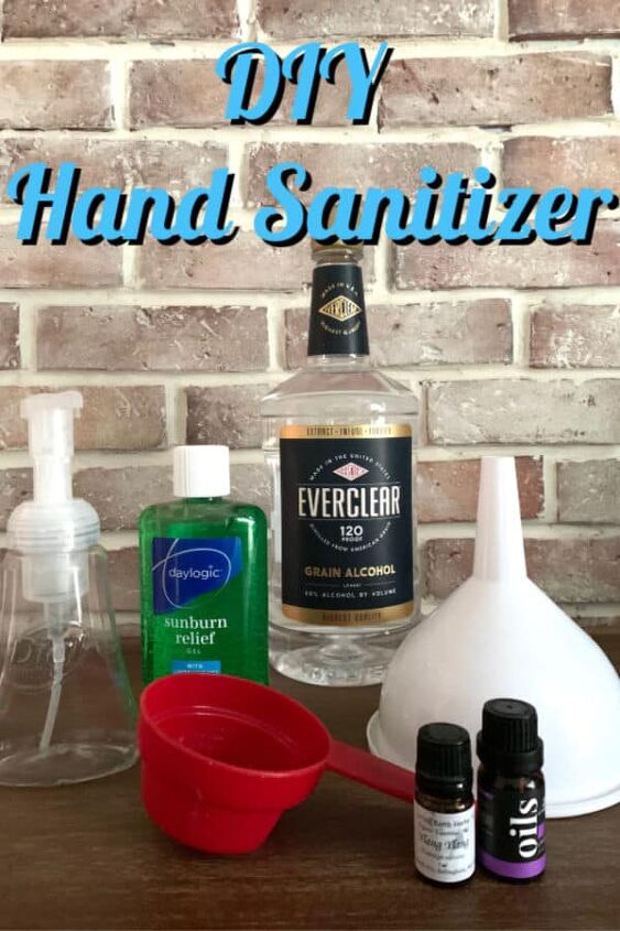 homemade hand sanitizer ingredients on a table