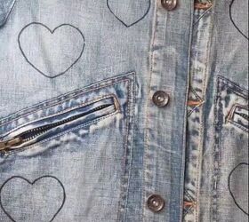 this diy heart denim design is everywhere, Drawing around hearts