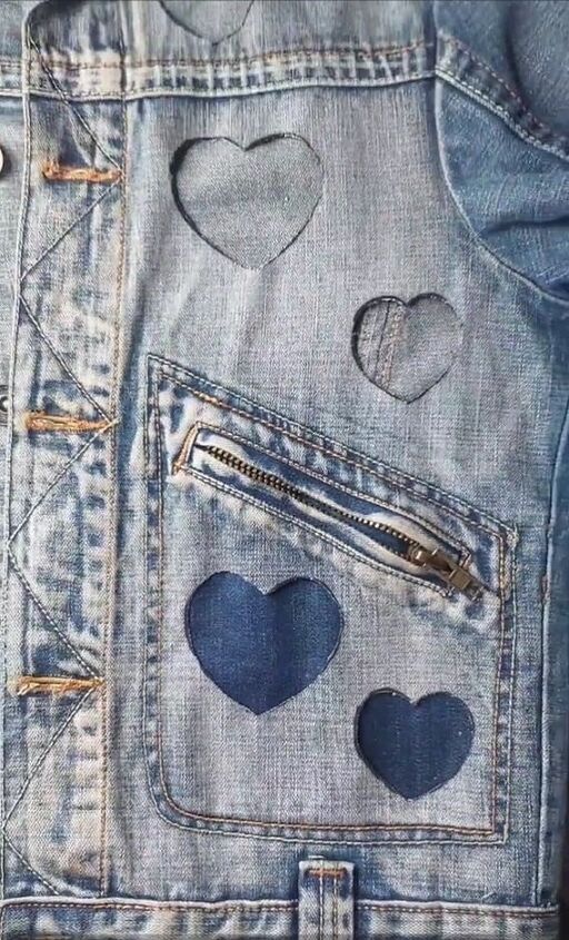this diy heart denim design is everywhere, Cutting hearts out