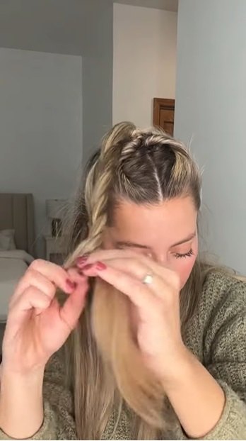 easy half up twist bun hairstyle tutorial, Twisting