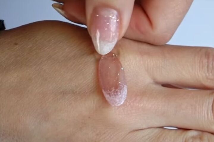 easy french ombre gel nails tutorial, Progress shot