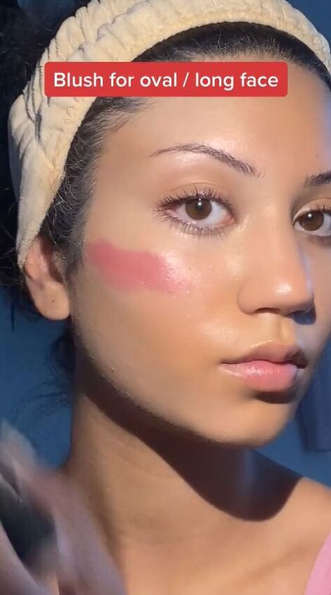 how to put blush on an oval or long face, Blush on skin