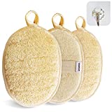 diy loofah soap, Natural Loofah Sponge Exfoliating Body Scrubber 3 Pack Made with Eco Friendly and Biodegradable Shower Luffa Sponge Loofah for Women and Men Beige