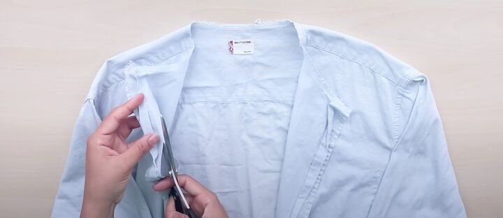 easy men s shirt refashion how to diy an embroidered floral top, Deconstructing the shirt