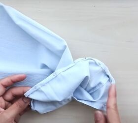 easy men s shirt refashion how to diy an embroidered floral top, Elasticating the sleeves