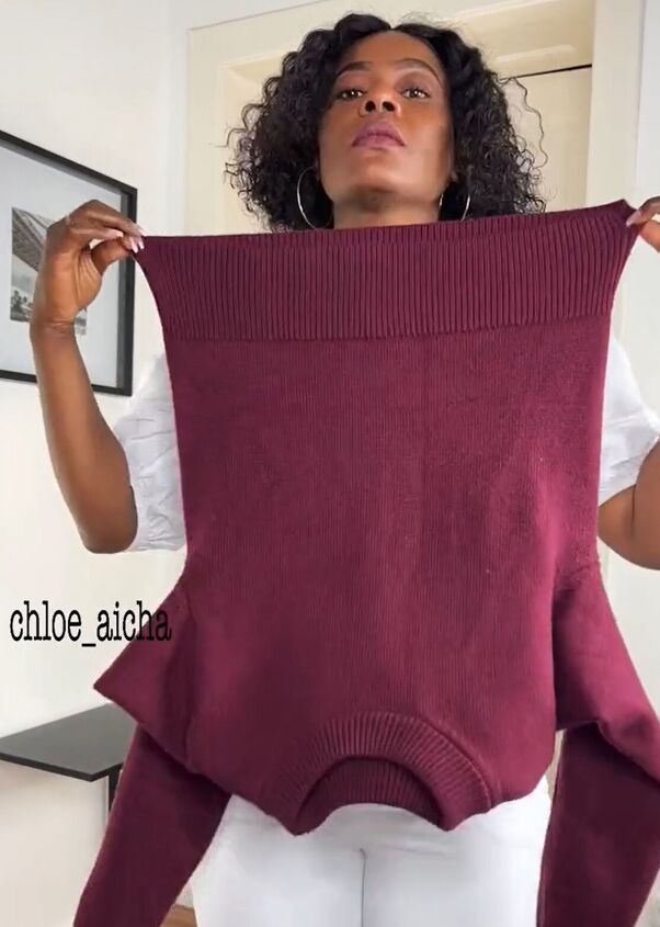another way to wear your sweater, Turning sweater upside down