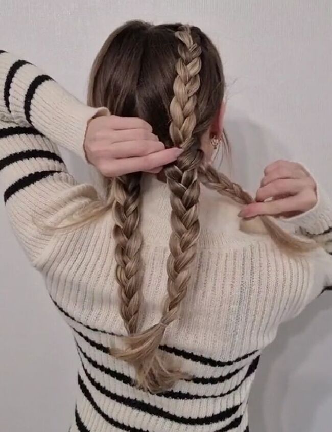 perfect hair hack for those who can t double dutch braid, Connecting the braids
