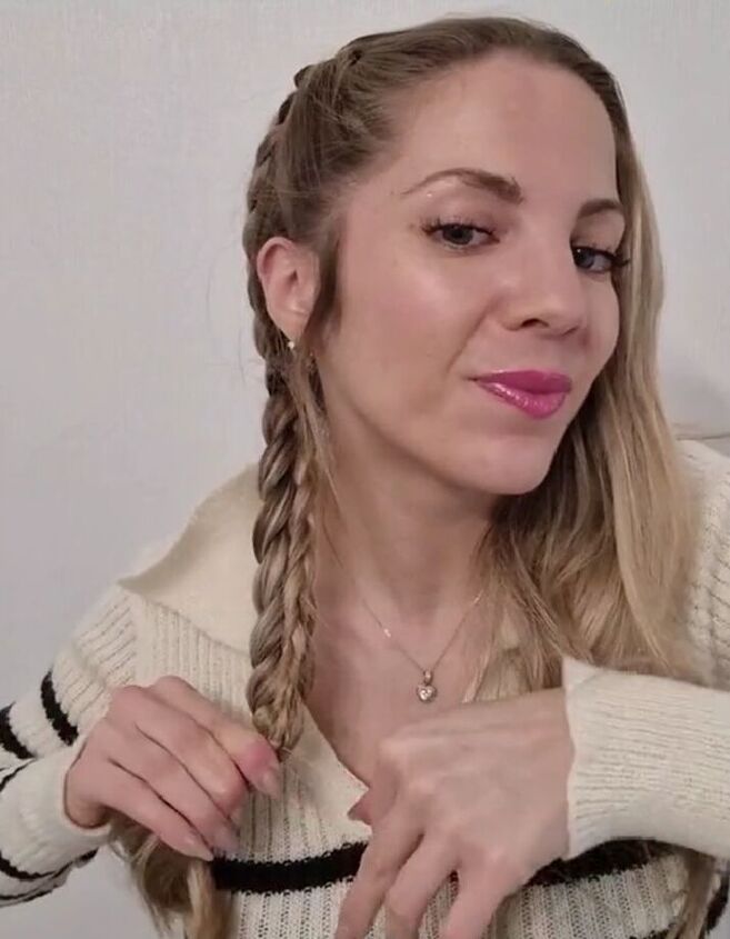 perfect hair hack for those who can t double dutch braid, Connecting the braids