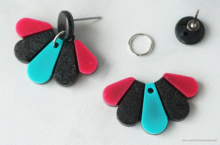 multi color polymer clay earrings, Multi Color Liquid Sculpey Earrings