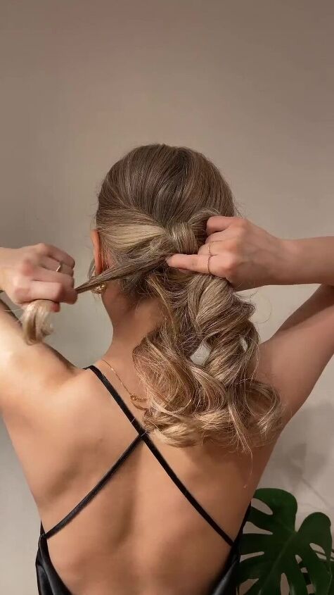 easy ponytail hack to make it look elegant, Pulling end down