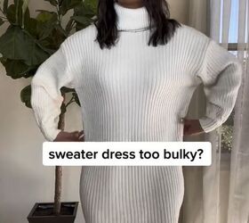 shrink your sweater dress with this easy hack, Before