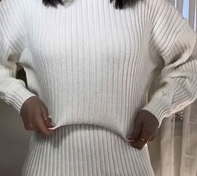 shrink your sweater dress with this easy hack, Covering the string
