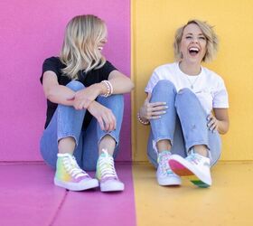 how to tie dye shoes diy rainbow sneakers