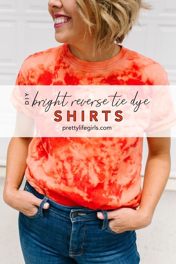 how to firecracker tie dye a t shirt, Summer Crafts Bright Reverse Tie Dye Shirts a tutorial featured by Top US Craft Blog The Pretty Life Girls