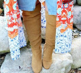 multi tasking wardrobe pieces, Wide Calf Over The Knee Boots Fashion Over 50 One Kimono 2 Ways