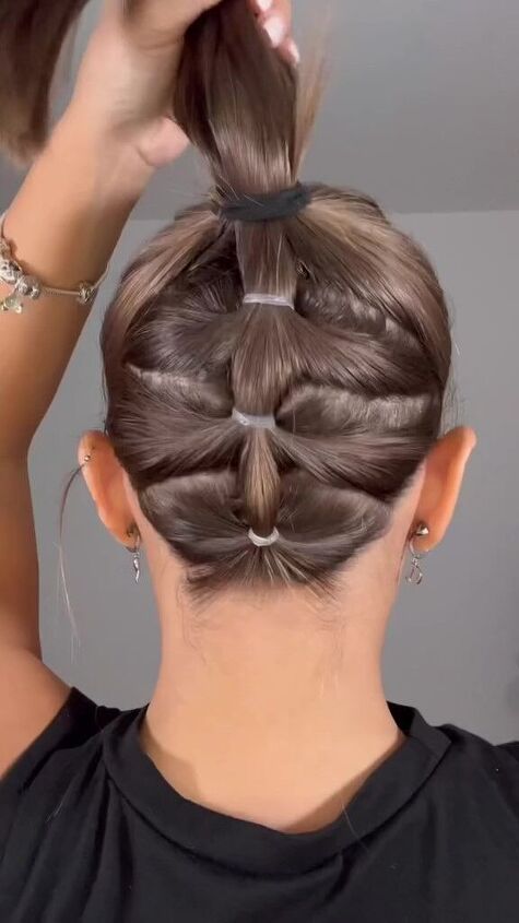 perfect hairstyle to keep those short hairs together, Tying hair