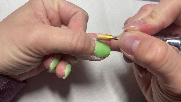 cute floral french tip nails tutorial, Cleaning up the cuticles