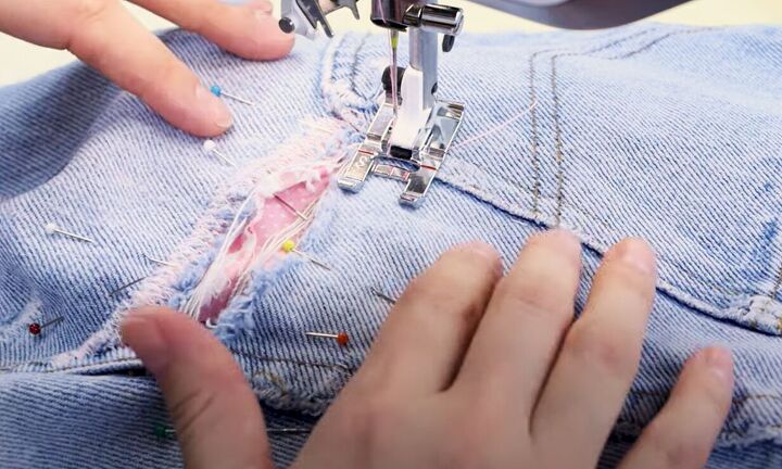 how to repair a hole in jeans, Sewing