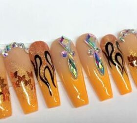 How to DIY Super Glam Summer Orange Nails