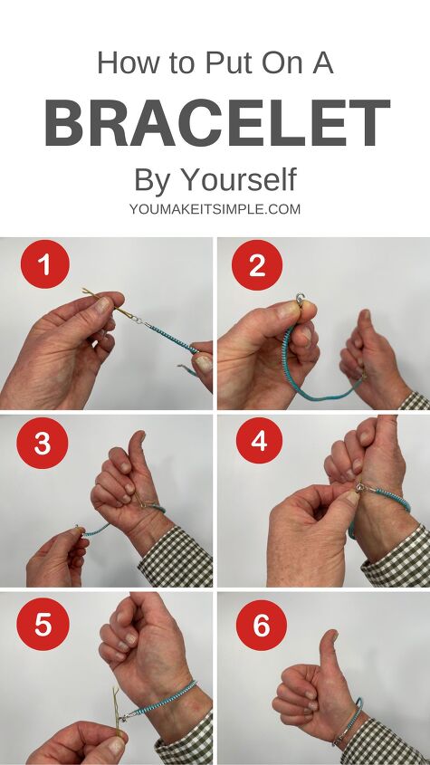 the easy way to put on a bracelet by yourself quick simple hack, bracelet pin 1