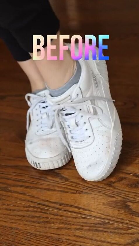 how to clean your dirty white sneakers, Before