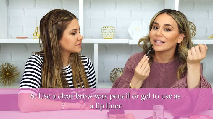 makeup hacks, Using clear brow wax as lip liner