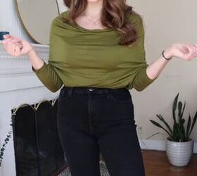 put your top on upside down for this unique look, Easy shirt hack